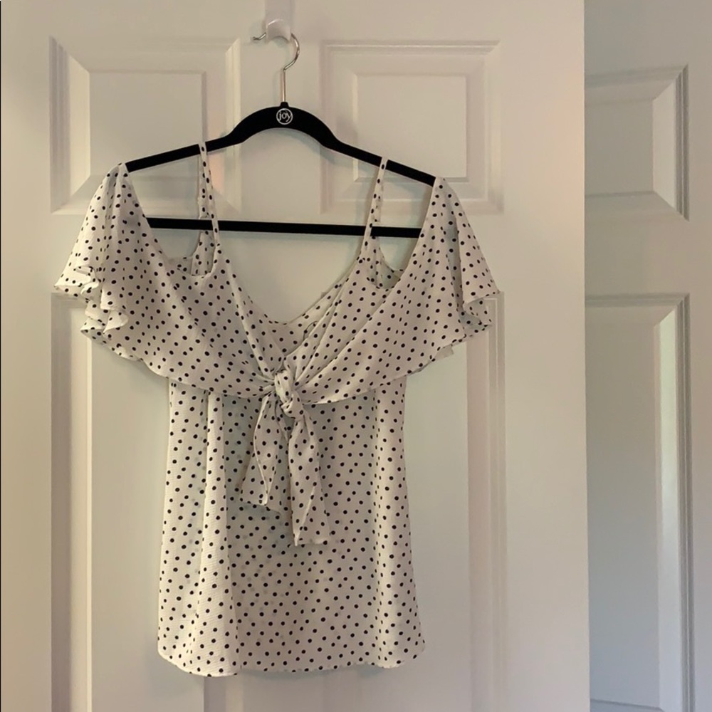 Soprano polka dot off the shoulder top